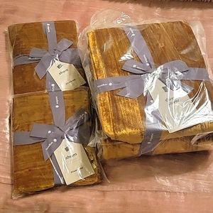NWT West Elm Crinkle Velvet Queen Duvet and 2  Shams Golden Oak